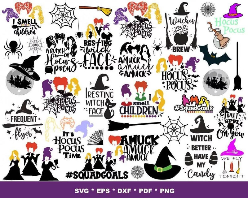 Hocus Pocus Clipart Bundle, PNG & SVG Cut Files for Cricut & Silhouette