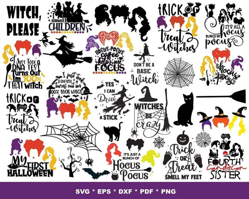 Hocus Pocus Svg Bundle, Hocus Pocus Cliparts, Hocus Pocus SVG for Cricut, Silhouette Vector Cut Files