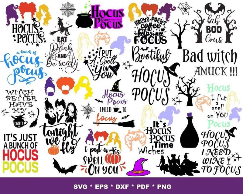 Hocus Pocus Clipart Bundle, PNG & SVG Cut Files for Cricut & Silhouette