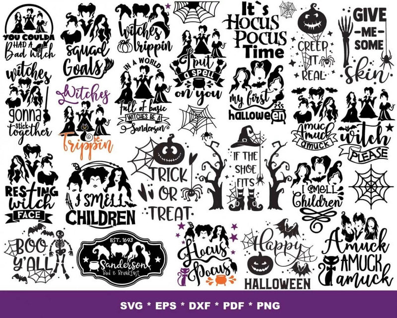 Hocus Pocus Clipart Bundle, PNG & SVG Cut Files for Cricut & Silhouette