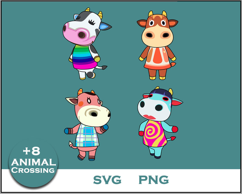 8+ Cow Svg Bundle, Animal Crossing Svg Bundle, Animal Crossing Svg, Cartoon svg, png, digital file