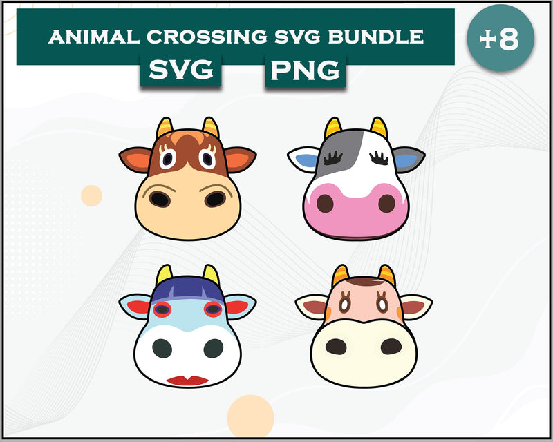 8+ Cow Svg Bundle, Animal Crossing Svg Bundle, Animal Crossing Svg, Cartoon svg, png digital file