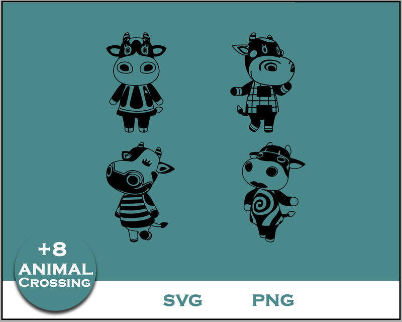 8+ Cow Svg Bundle, Animal Crossing Svg Bundle, Animal Crossing Svg, Cartoon svg, png digital file