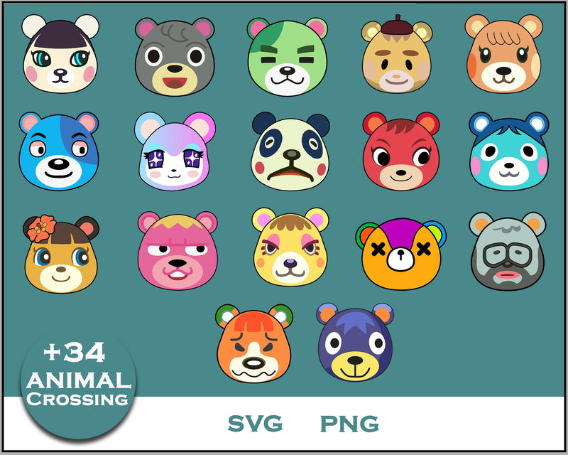 34+ Cub Svg Bundle, Animal Crossing Svg Bundle, Animal Crossing Svg, Cartoon svg, png digital file