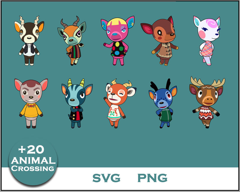 20+ Deer Svg Bundle, Animal Crossing Svg Bundle, Animal Crossing Svg, Cartoon svg, png digital file