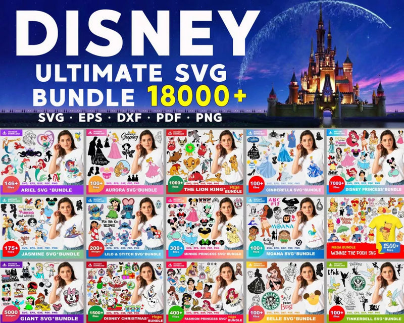 Disney Clipart Bundle, Over 18,000 PNG & SVG Cut Files For Cricut / Silhouette