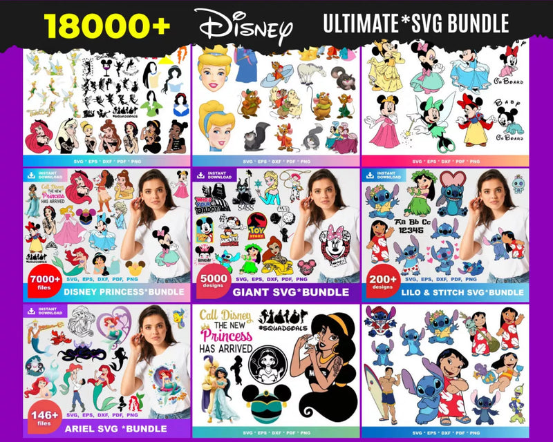 Disney Clipart Bundle, Over 18,000 PNG & SVG Cut Files For Cricut / Silhouette