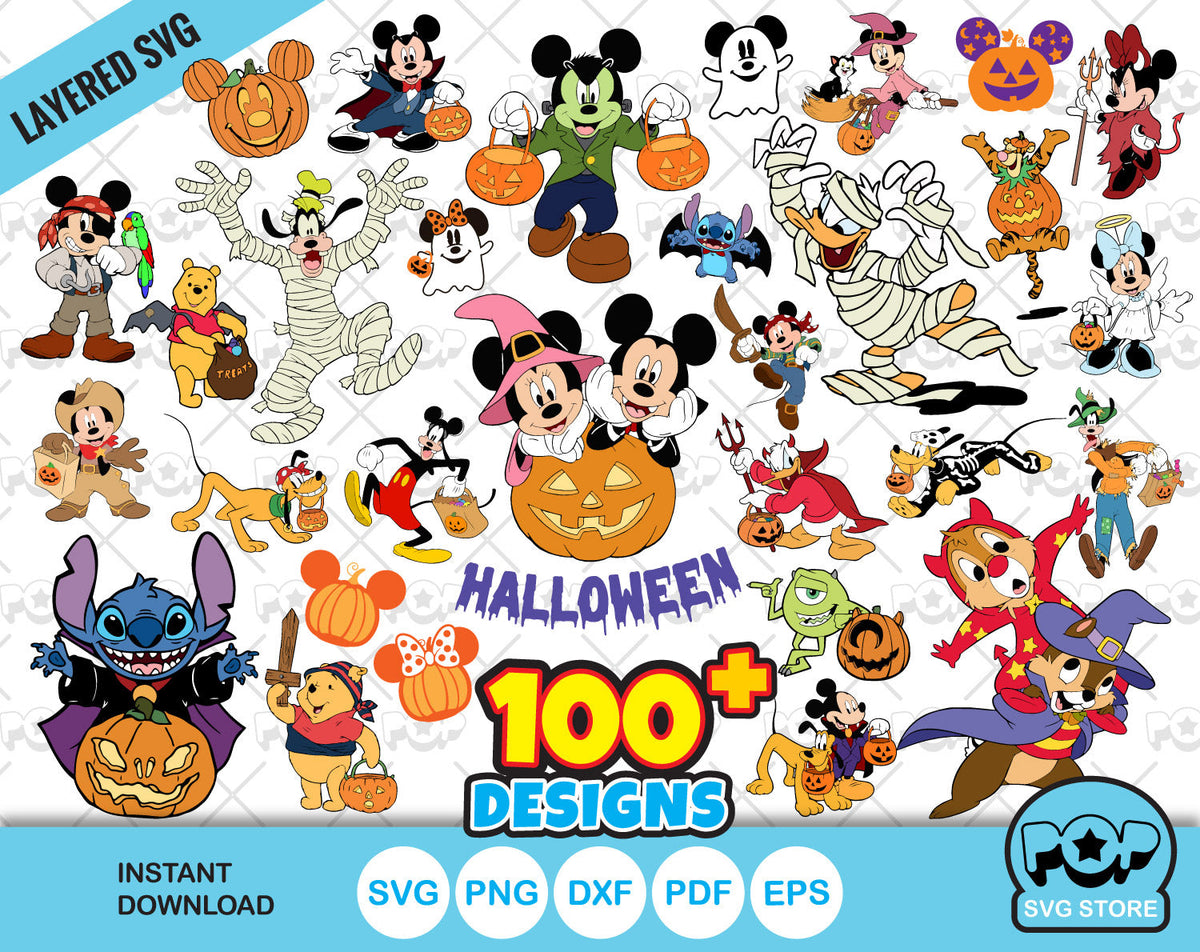 Disney Halloween 100 cliparts bundle, SVG cut files for Cricut / Silhouette,  Disney Halloween SVG, instant download