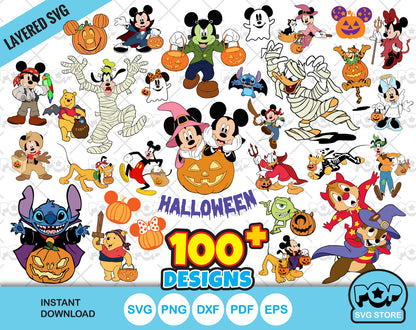 Disney Halloween 100 cliparts bundle, SVG cut files for Cricut / Silhouette,  Disney Halloween SVG, instant download