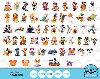Disney Halloween 100 cliparts bundle, SVG cut files for Cricut / Silhouette,  Disney Halloween SVG, instant download