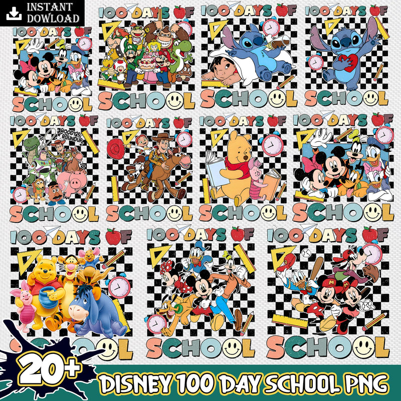 Disney friends 100 day school png bundle