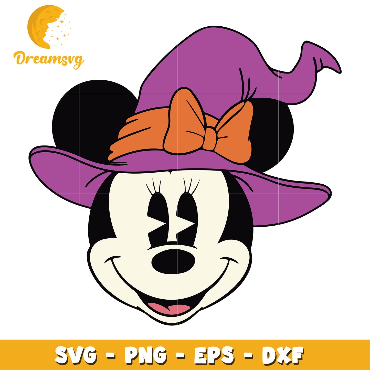 Minnie Mouse Witch head svg, Halloween svg