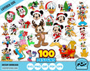 Disney Christmas 100 Cliparts bundle, Mickey Mouse Christmas SVG cut files for Cricut / Silhouette, PNG, instant download