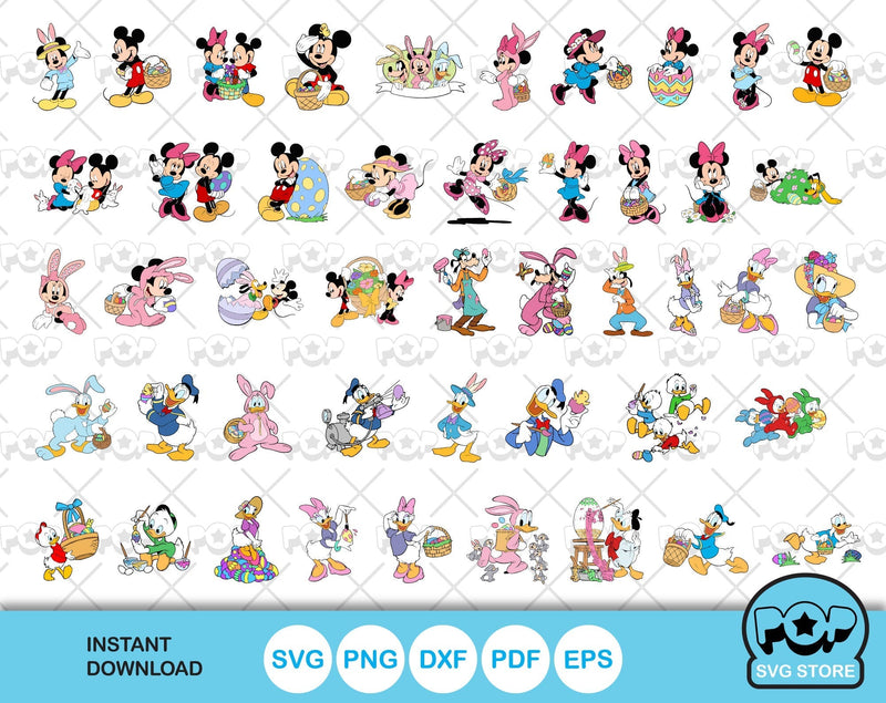 Mickey and Friends Easter clipart bundle, Disney Easter SVG cut files for Cricut / Silhouette, instant download