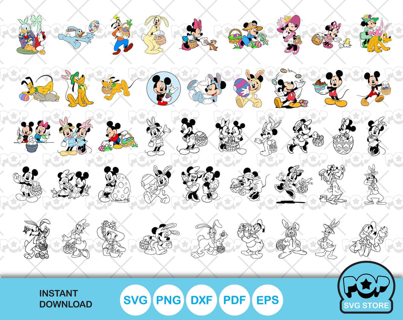 Mickey and Friends Easter clipart bundle, Disney Easter SVG cut files for Cricut / Silhouette, instant download