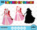 Disney Princess Christmas Clipart bundle, Princesses Christmas SVG cut files for Cricut / Silhouette, Christmas PNG