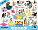 Classic Princesses 100 cliparts bundle, Disney Princess svg cut files for Cricut / Silhouette, Princess png
