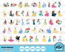 Classic Princesses 100 cliparts bundle, Disney Princess svg cut files for Cricut / Silhouette, Princess png