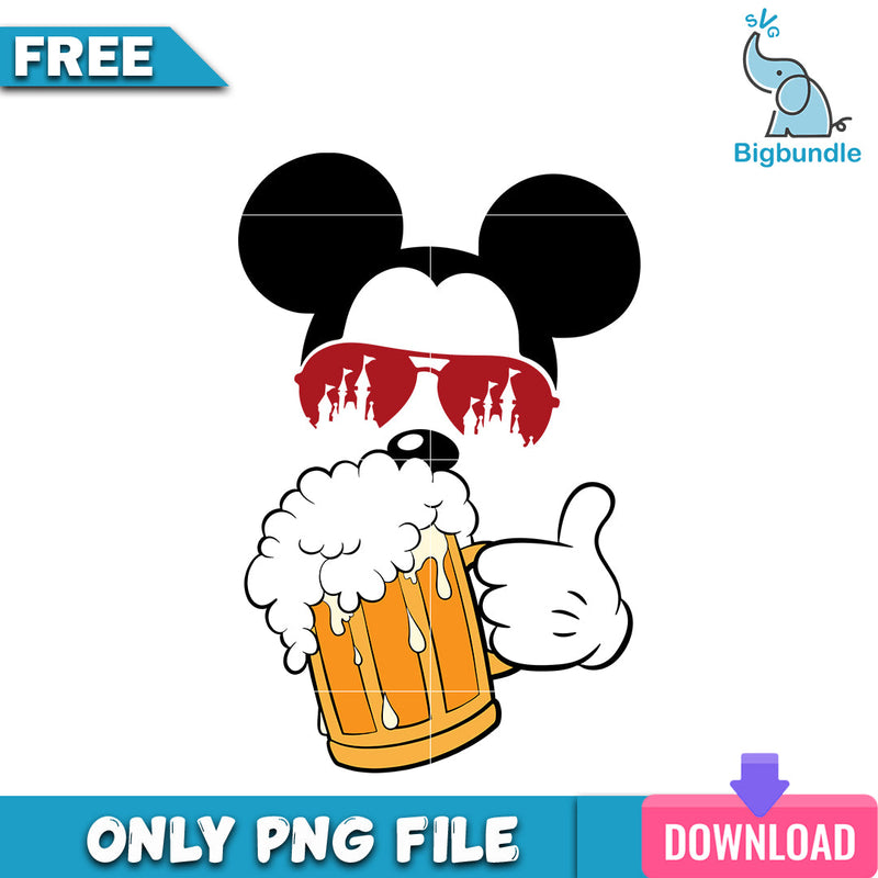 Mickey disney beer png, disney png, Digital download.