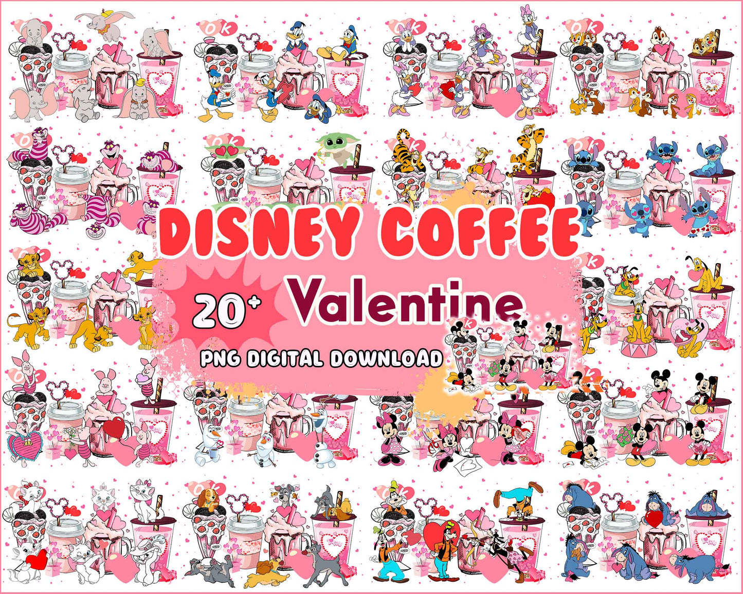 Version 2 - 20+ Disney coffee Valentines Day bundle, Valentines coffee, Valentines PNG Designs VLT30122201