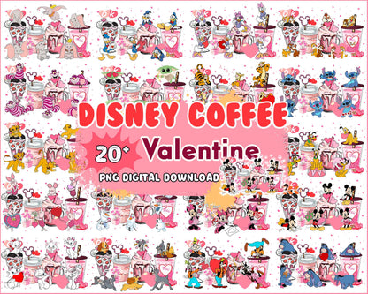 Version 2 - 20+ Disney coffee Valentines Day bundle, Valentines coffee, Valentines PNG Designs VLT30122201