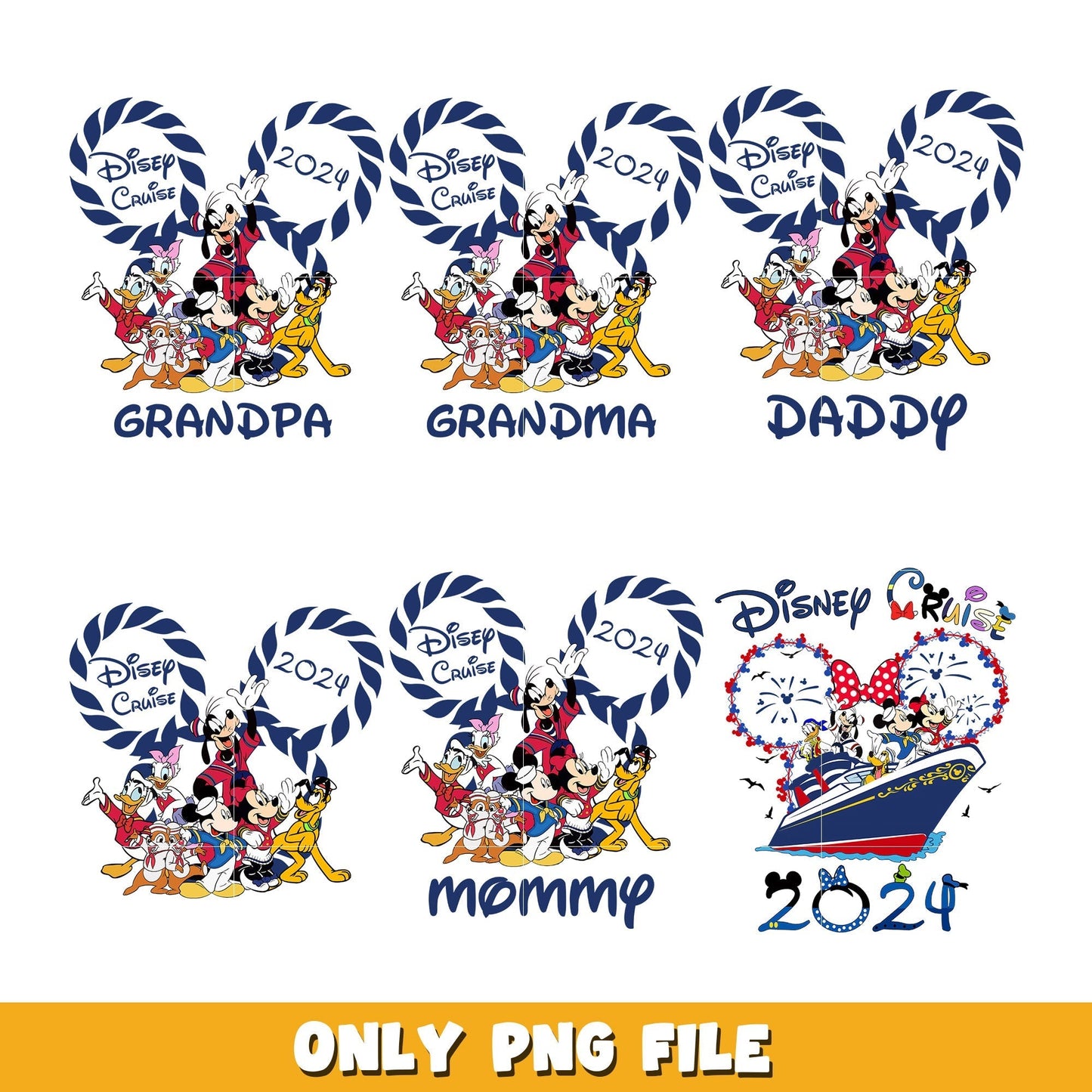 Bundle Family Cruise Trip 2024 png, Disney cartoon png, Digital download