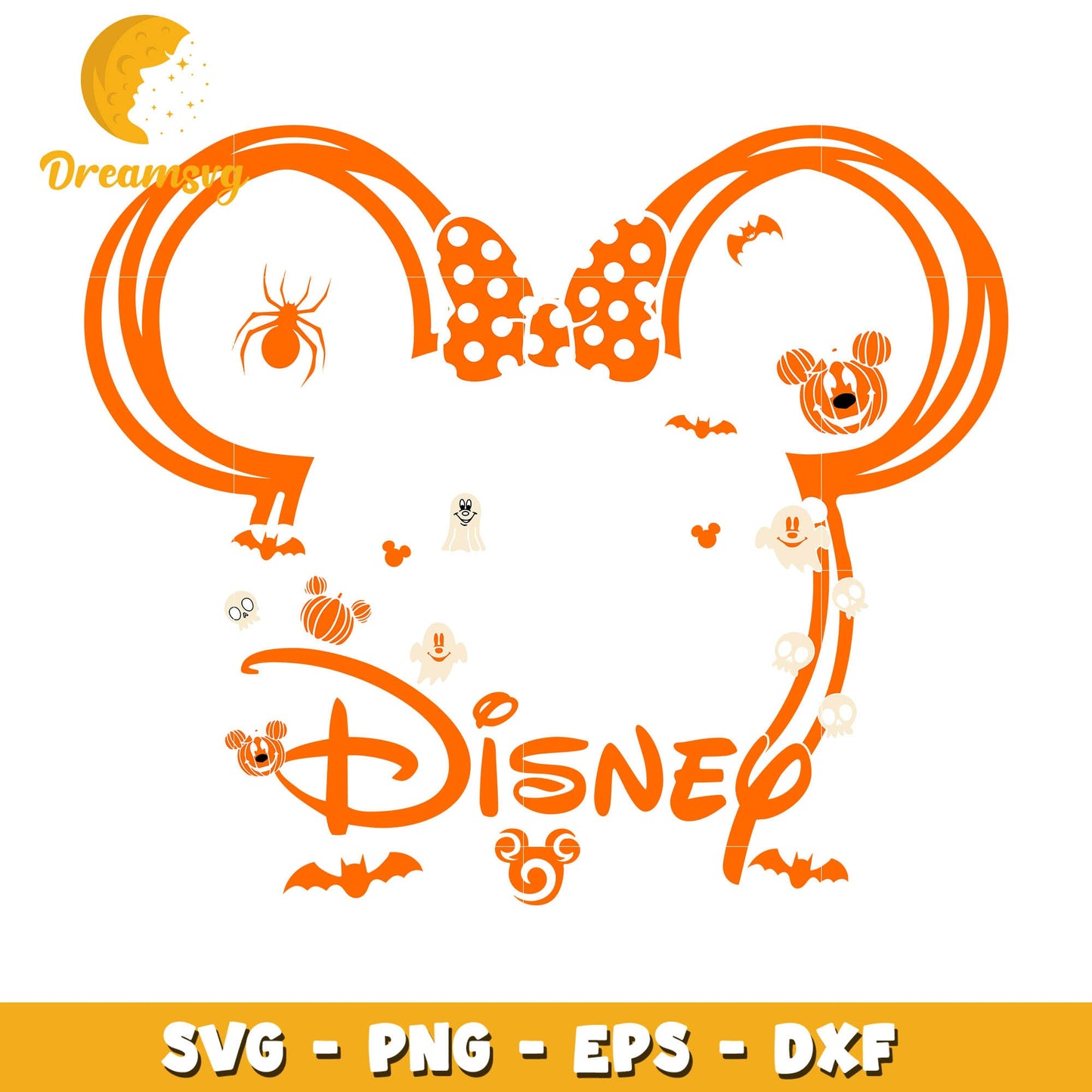 Disney minnie head halloween svg