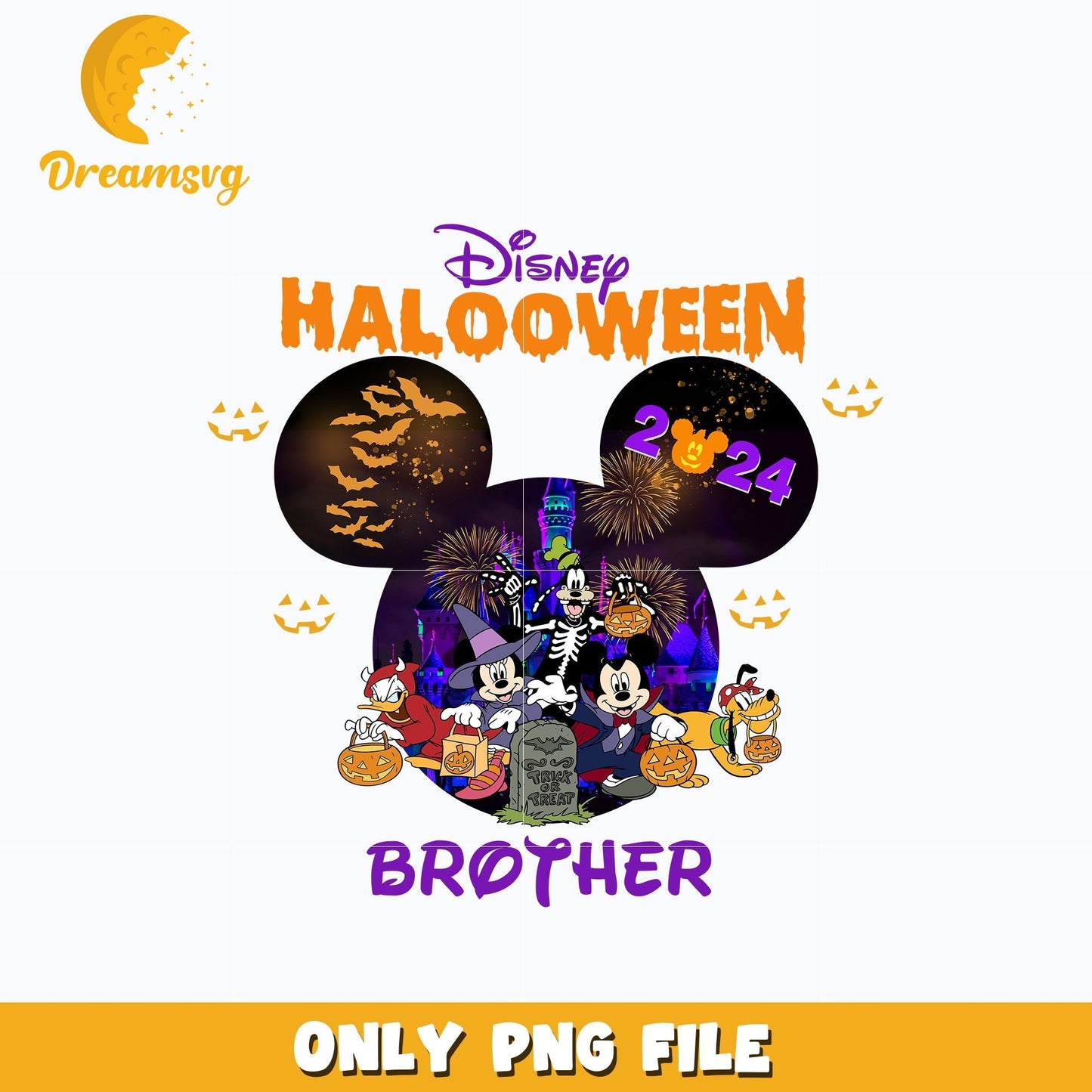 Disney Halloween brother png, mickey and friends png