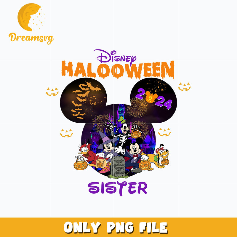 Disney Halloween sister png, mickey and friends png