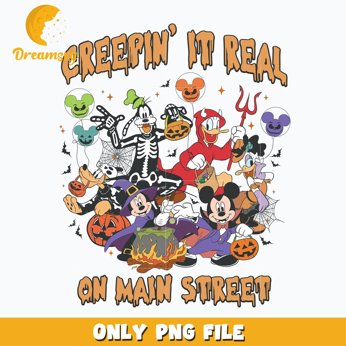 Creepin it real on main street halloween png, Halloween png, Digital download