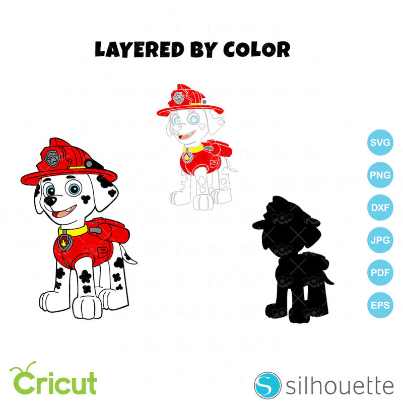 Marshall 6 cliparts bundle, Paw Patrol SVG cut files for cricut silhouette, SVG, PNG, DXF, instant download