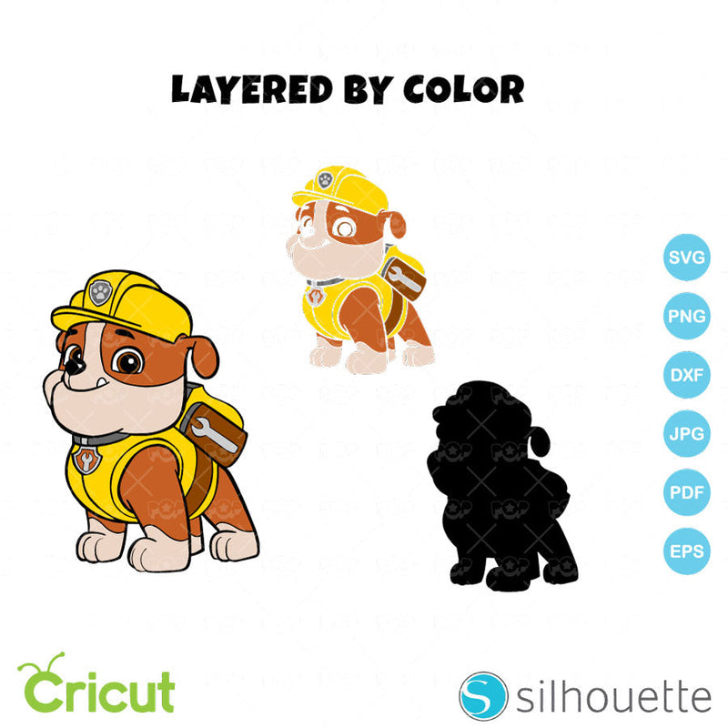 Rubble 6 cliparts bundle, Paw Patrol SVG cut files for cricut silhouette, SVG, PNG, DXF, instant download