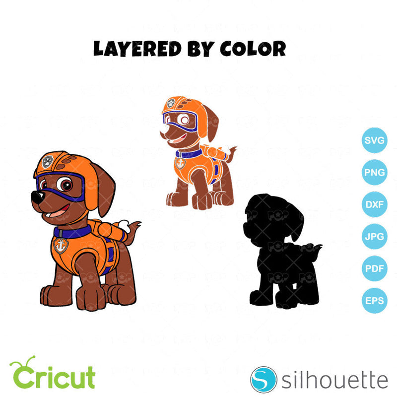 Zuma 6 cliparts bundle, Paw Patrol SVG cut files for cricut silhouette, SVG, PNG, DXF, instant download