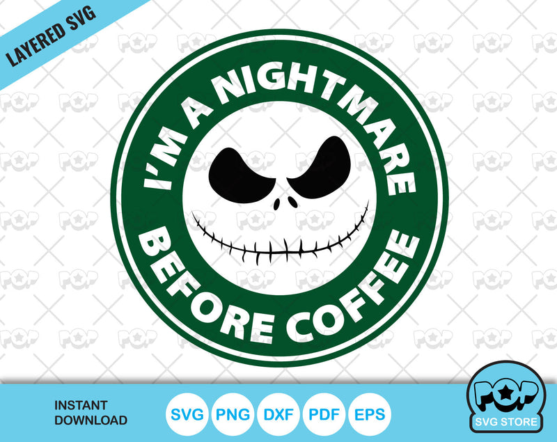 Starbucks Jack Skellington clipart, Jack Skellington Coffee clipart, SVG cut files for cricut silhouette, SVG, PNG, DXF, instant download