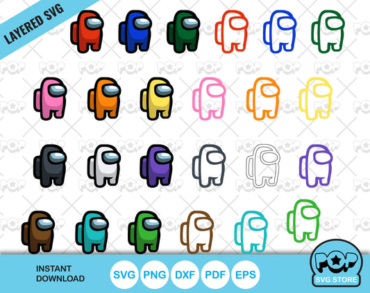 Among Us clipart bundle, SVG cutting files for Cricut / Silhouette, SVG, PNG, DXF, instant download