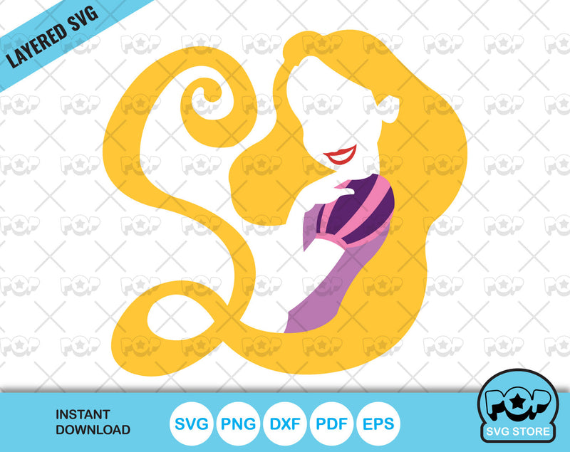 Princess Rapunzel clipart, Tangled SVG cutting files for cricut silhouette, SVG, PNG, DXF, instant download