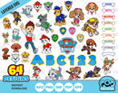 Paw Patrol 64 cliparts bundle, SVG cut files for Cricut Silhouette, SVG, PNG, DXF, instant download