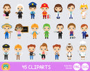 Cute Professions clipart set, Digital clip art for decoration, scrapbooking, PNG, SVG, instant download
