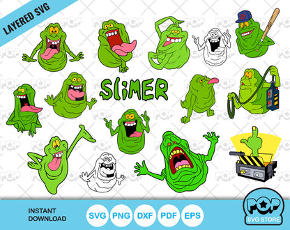 Ghostbusters Slimer clipart bundle, SVG cut files for Cricut / Silhouette, PNG DXF, instant download