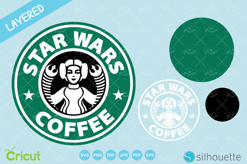 Starbucks Princess Leia clipart, Star Wars Coffee clipart, Starbucks Star Wars SVG cut files for cricut silhouette, SVG, PNG, DXF, instant download