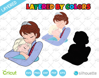 Frozen Mother's Day clipart set, Disney Mothers Day SVG cut files for Cricut / Silhouette, PNG DXF, instant download