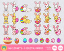 Cute Easter Bunny clipart set, Digital clip art for decoration, scrapbooking, PNG, SVG, instant download