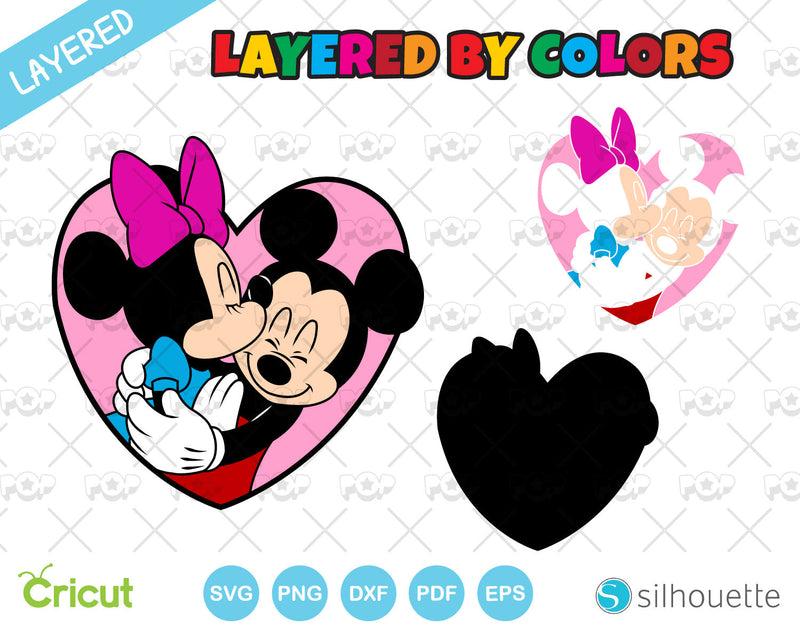 Mickey and Minnie Valentine's Day clipart, SVG cut files for Cricut / Silhouette, instant download