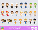Cute Professions clipart set, Digital clip art for decoration, scrapbooking, PNG, SVG, instant download