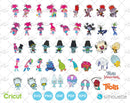 Trolls 45 cliparts bundle, Trolls SVG cut files for Cricut Silhouette, SVG PNG DXF, instant download