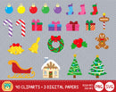 Cute Christmas clipart set, Digital clip art for decoration, scrapbooking, PNG, SVG, instant download