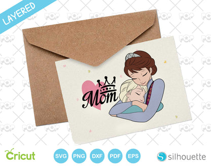 Frozen Mother's Day clipart set, Disney Mothers Day SVG cut files for Cricut / Silhouette, PNG DXF, instant download