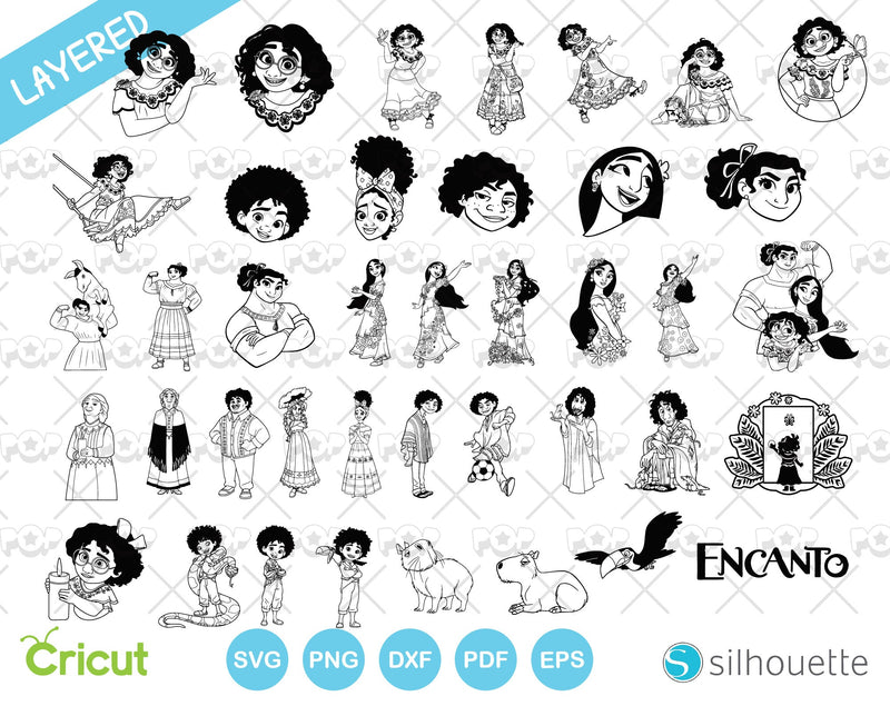Disney Encanto 80 cliparts bundle, SVG cutting files for cricut silhouette, SVG, PNG, DXF, instant download