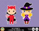 Cute Halloween clipart set, Digital clip art for decoration, scrapbooking, PNG, SVG, instant download