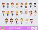 Cute Professions clipart set, Digital clip art for decoration, scrapbooking, PNG, SVG, instant download